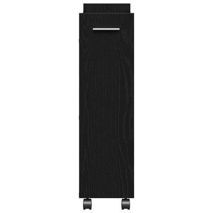 vidaXL Meuble à roulettes noir aspect chêne 60 x 22 x 79 cm