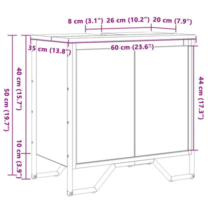 vidaXL Waschbeckenschrank Altholz 60 x 35 x 60 cm Holzwerkstoff