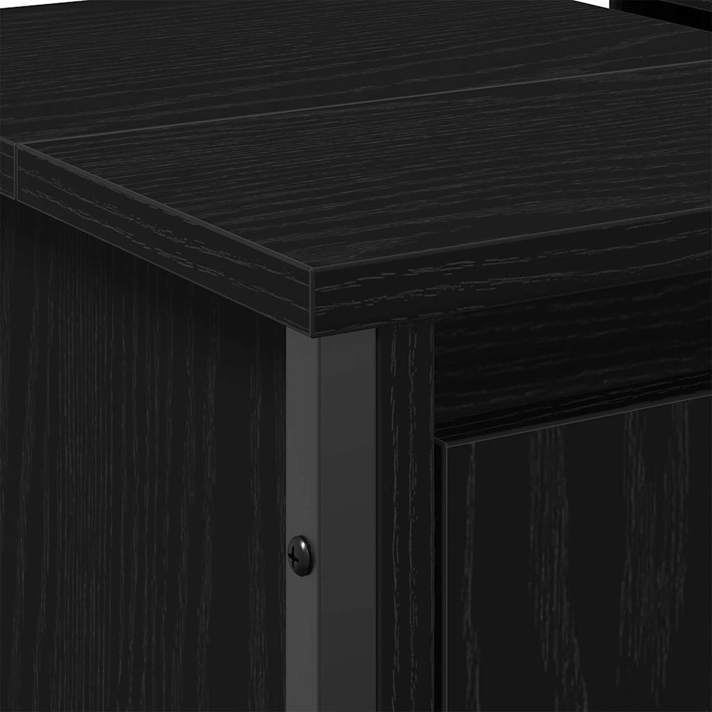 vidaXL Waschbeckenschrank mit Tür Schwarz Eichen-Optik 60 x 35 x 60 cm