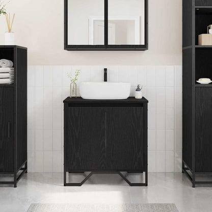 vidaXL Waschbeckenschrank mit Tür Schwarz Eichen-Optik 60 x 35 x 60 cm
