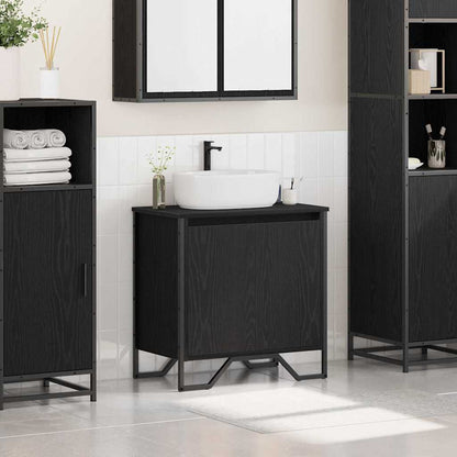 vidaXL Waschbeckenschrank mit Tür Schwarz Eichen-Optik 60 x 35 x 60 cm