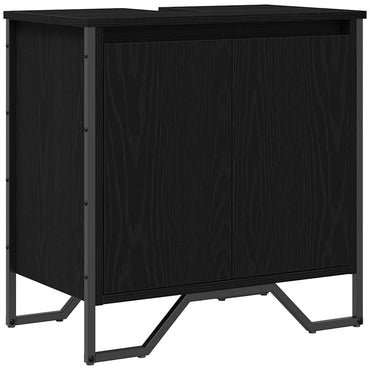 vidaXL Waschbeckenschrank mit Tür Schwarz Eichen-Optik 60 x 35 x 60 cm