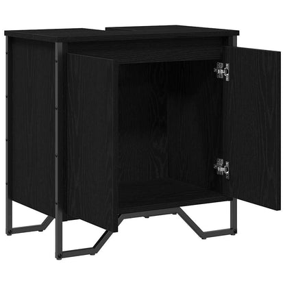vidaXL Waschbeckenschrank mit Tür Schwarz Eichen-Optik 60 x 35 x 60 cm