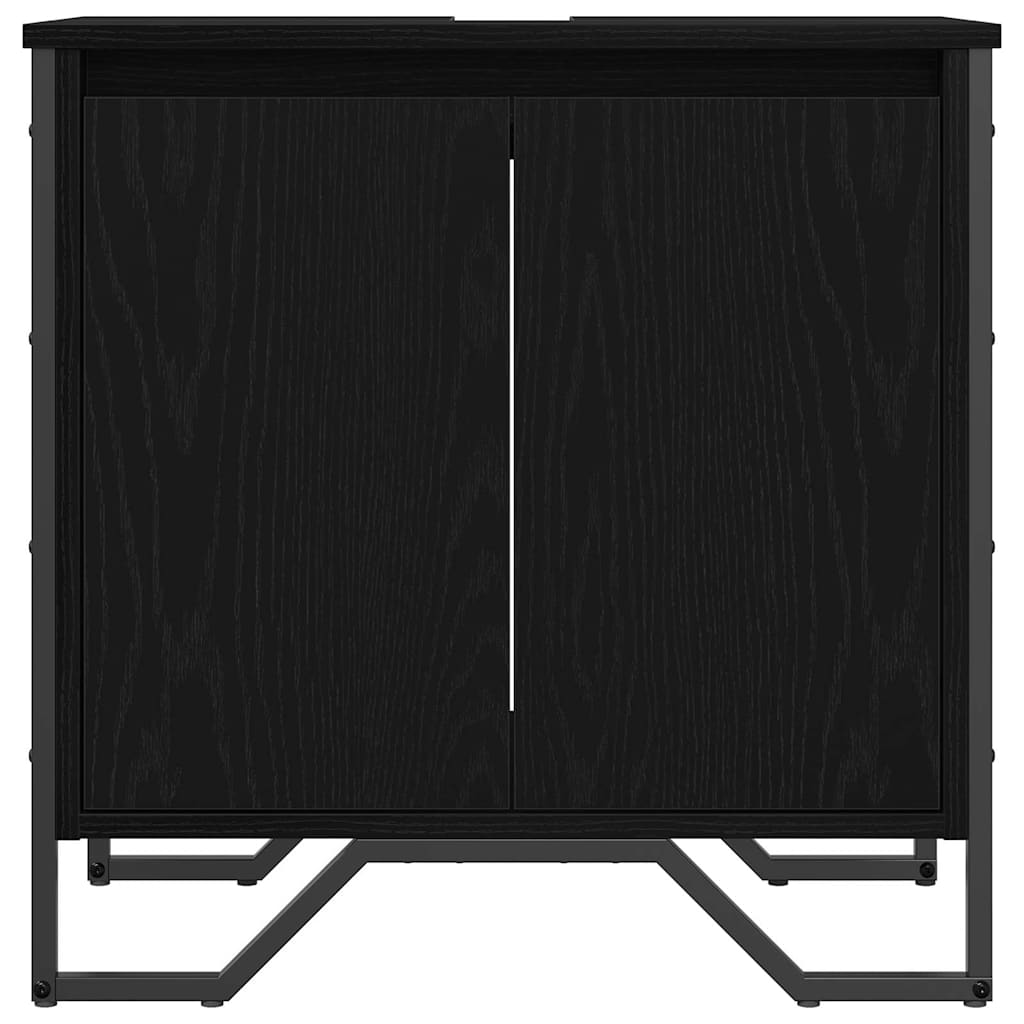 vidaXL Waschbeckenschrank mit Tür Schwarz Eichen-Optik 60 x 35 x 60 cm