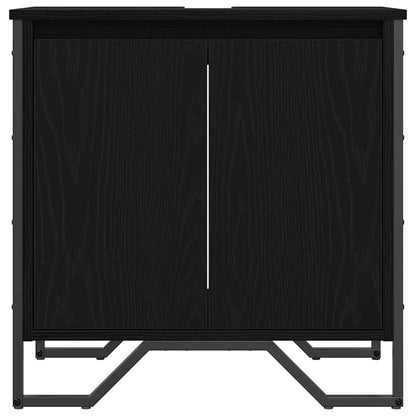 vidaXL Waschbeckenschrank mit Tür Schwarz Eichen-Optik 60 x 35 x 60 cm