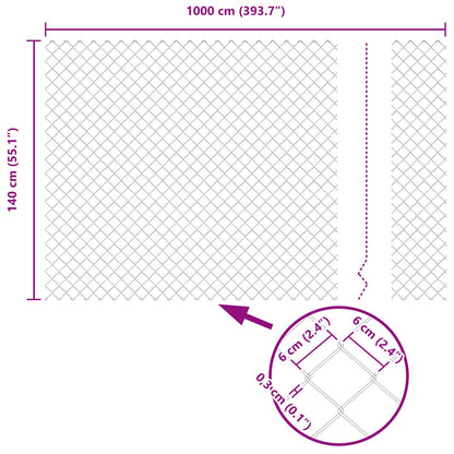 vidaXL Kettenzaun Grau 10 x 1,4 m Stahl
