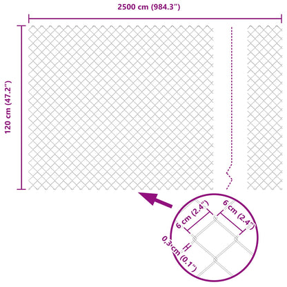 vidaXL Kettenzaun Grau 25 x 1,2 m Stahl