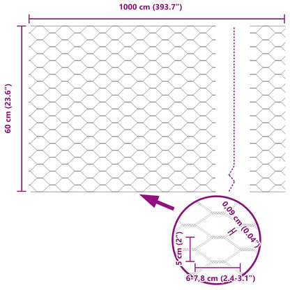 Hexagonzaun Grün 0,6 x 10 m PVC