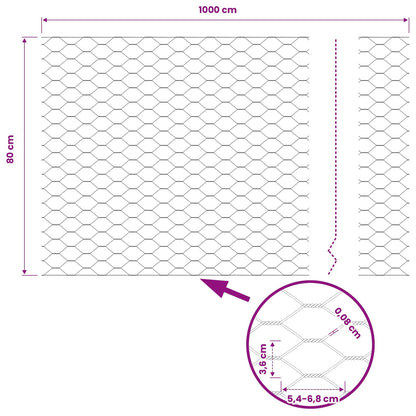 vidaXL Hexagonzaun Grün 0,8 x 10 m PVC