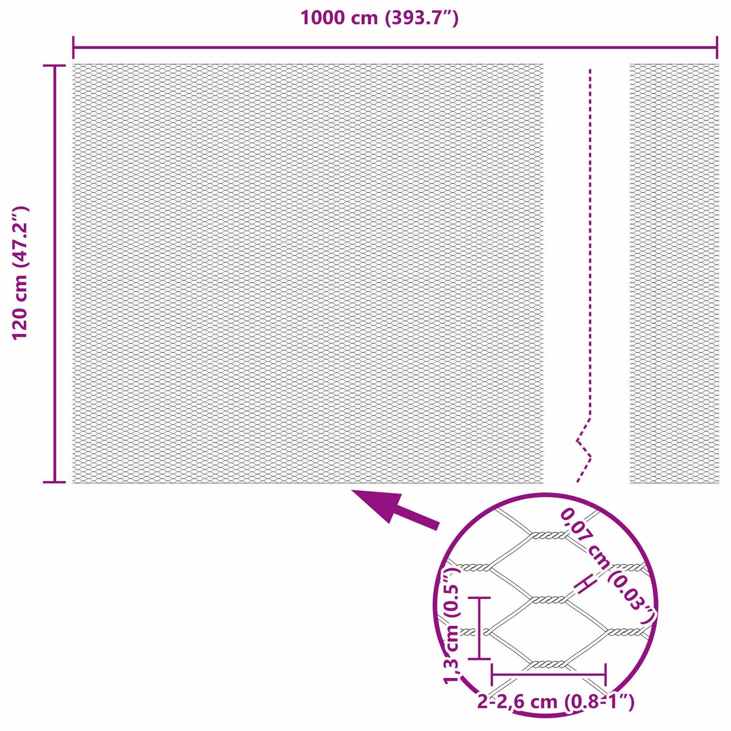 Hexagonzaun Grün 1,2 x 10 m PVC