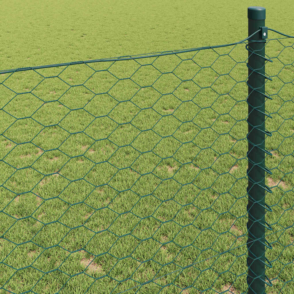 vidaXL Hexagonzaun Grün 1 x 50 m PVC