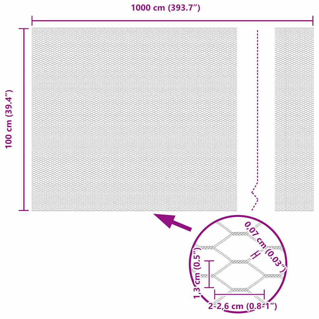 Hexagonzaun Grau 1 x 10 m PVC