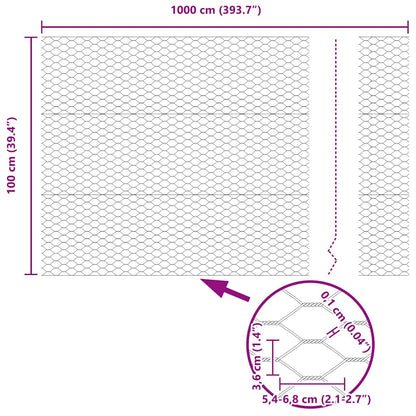 vidaXL Grillage hexagonal gris 1 x 10 m PVC