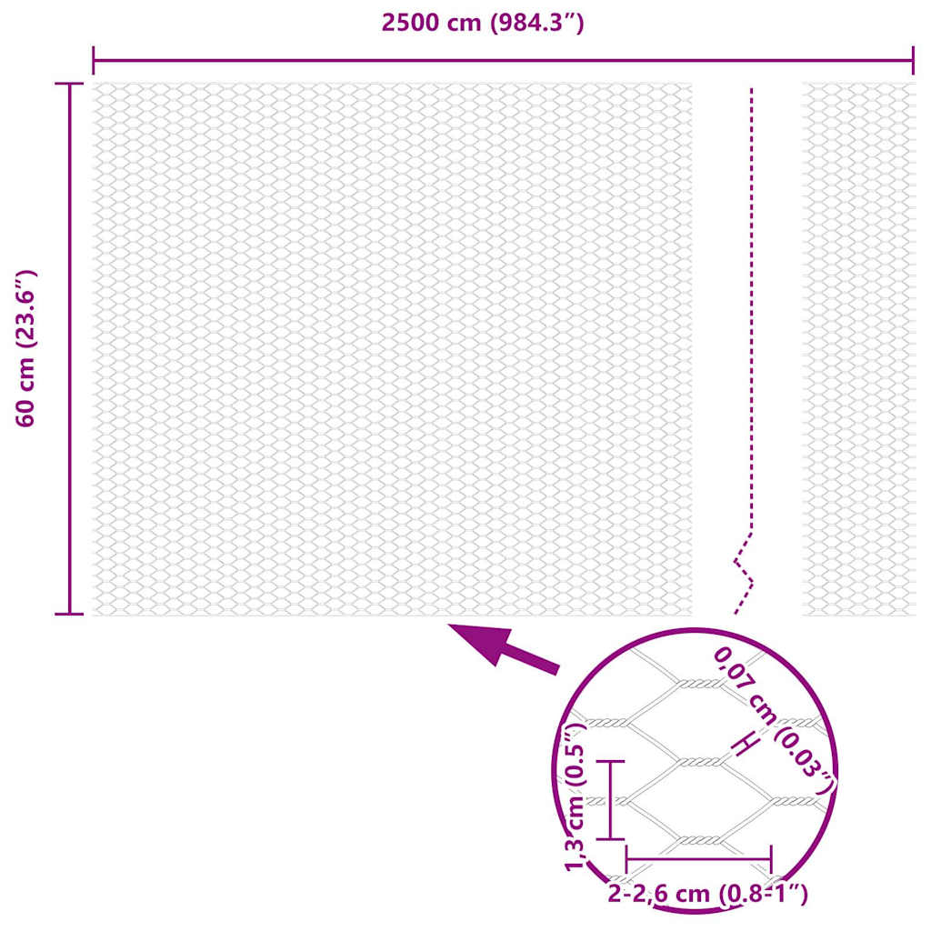 vidaXL Hexagonzaun Grau 0,6 x 25 m PVC