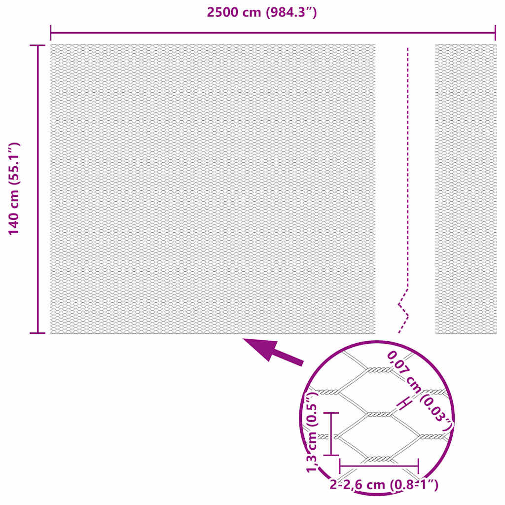 Hexagonzaun Grau 1,4 x 25 m PVC