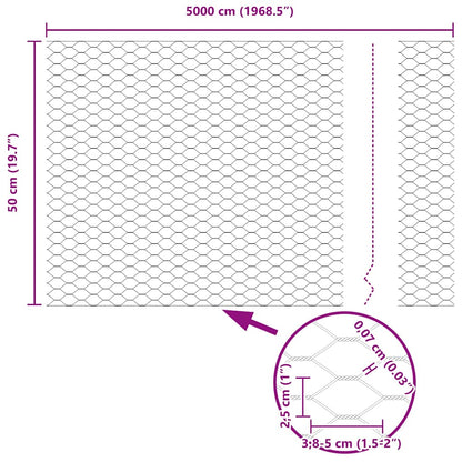 vidaXL Hexagonzaun Grau 0,5 x 50 m PVC