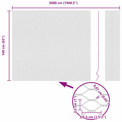 Hexagonzaun Grau 1,6 x 50 m PVC