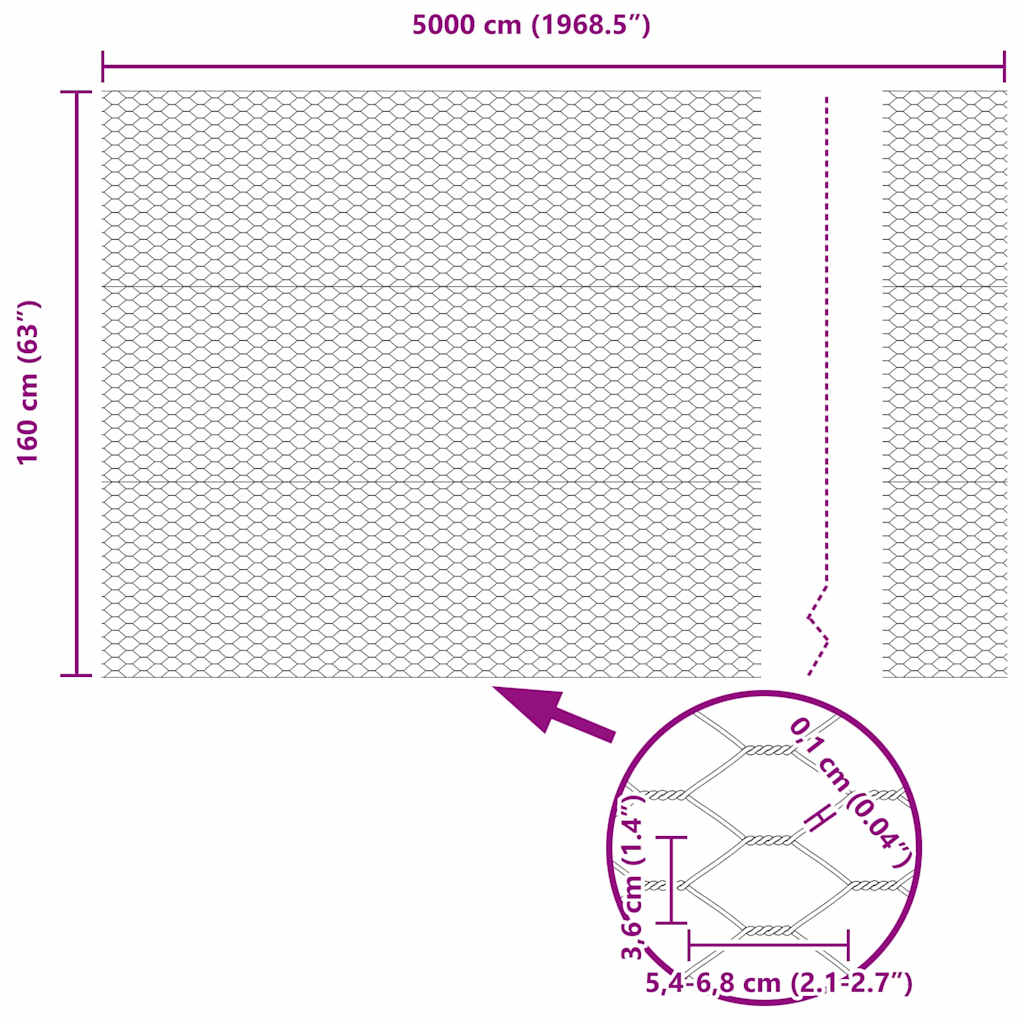 Hexagonzaun Grau 1,6 x 50 m PVC