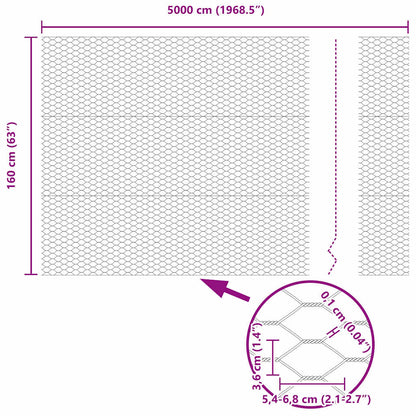 Hexagonzaun Grau 1,6 x 50 m PVC