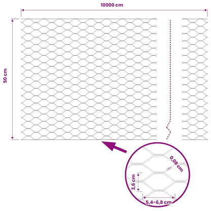 vidaXL Hexagonzaun Grau 0,5 x 100 m PVC