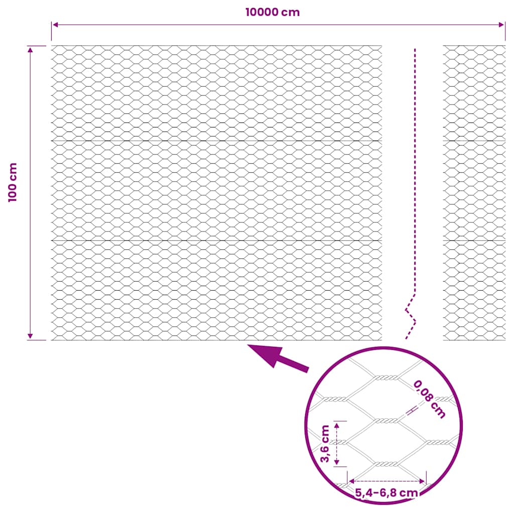 vidaXL Hexagonzaun Grau 1 x 100 m PVC