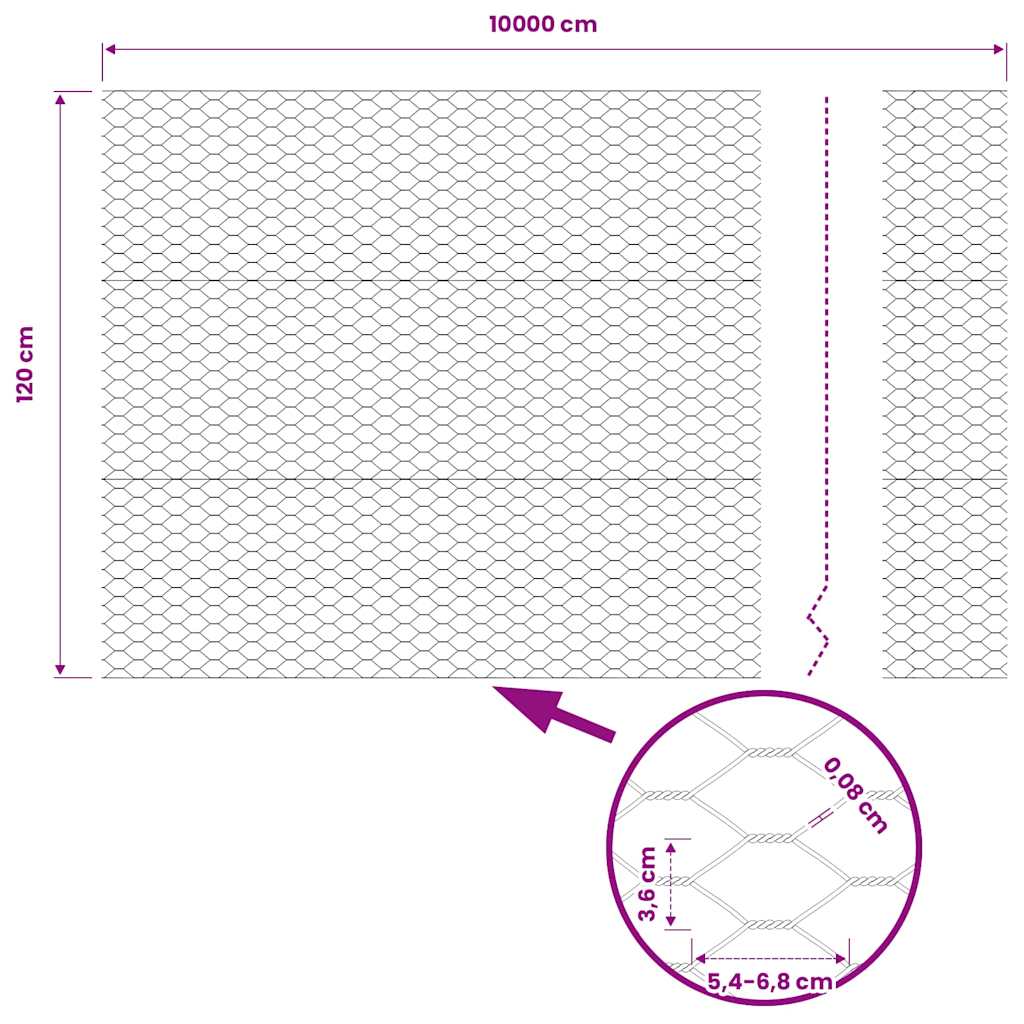 vidaXL Hexagonzaun Grau 1,2 x 100 m PVC