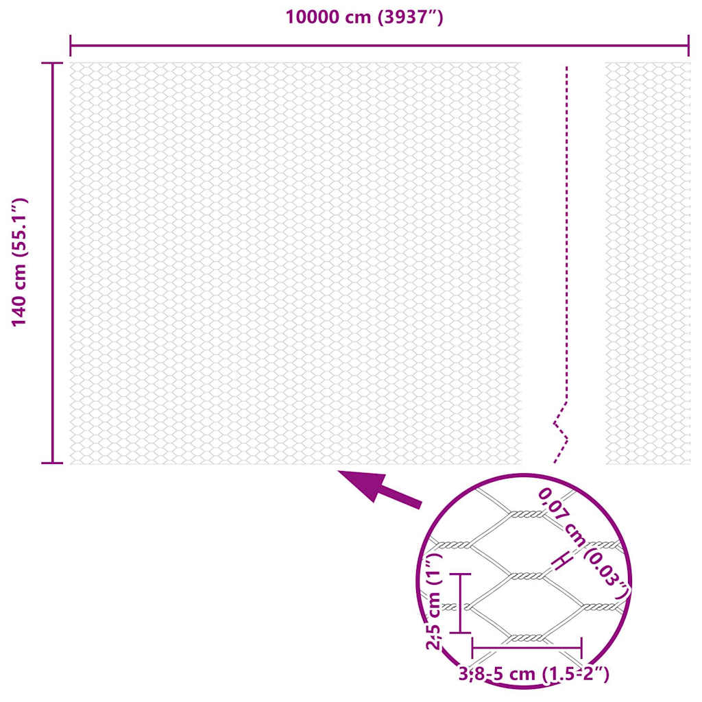 Hexagonzaun Grau 1,4 x 100 m PVC