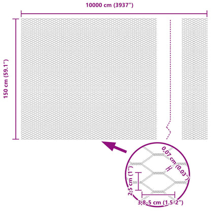 Hexagonzaun Grau 1,5 x 100 m PVC