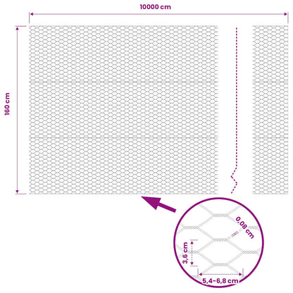 vidaXL Clôture hexagonale grise 1,6 x 100 m PVC