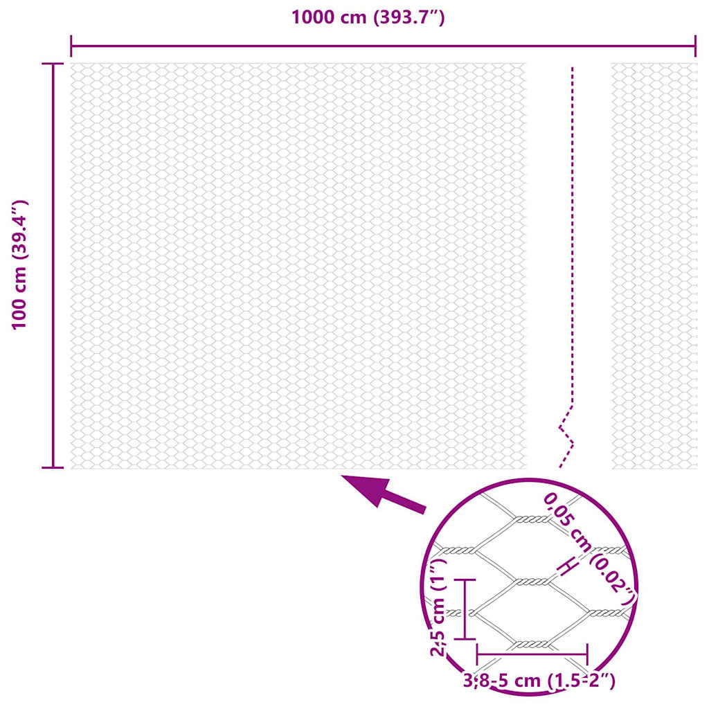 Hexagonzaun Silber 1 x 10 m Verzinkter Stahl