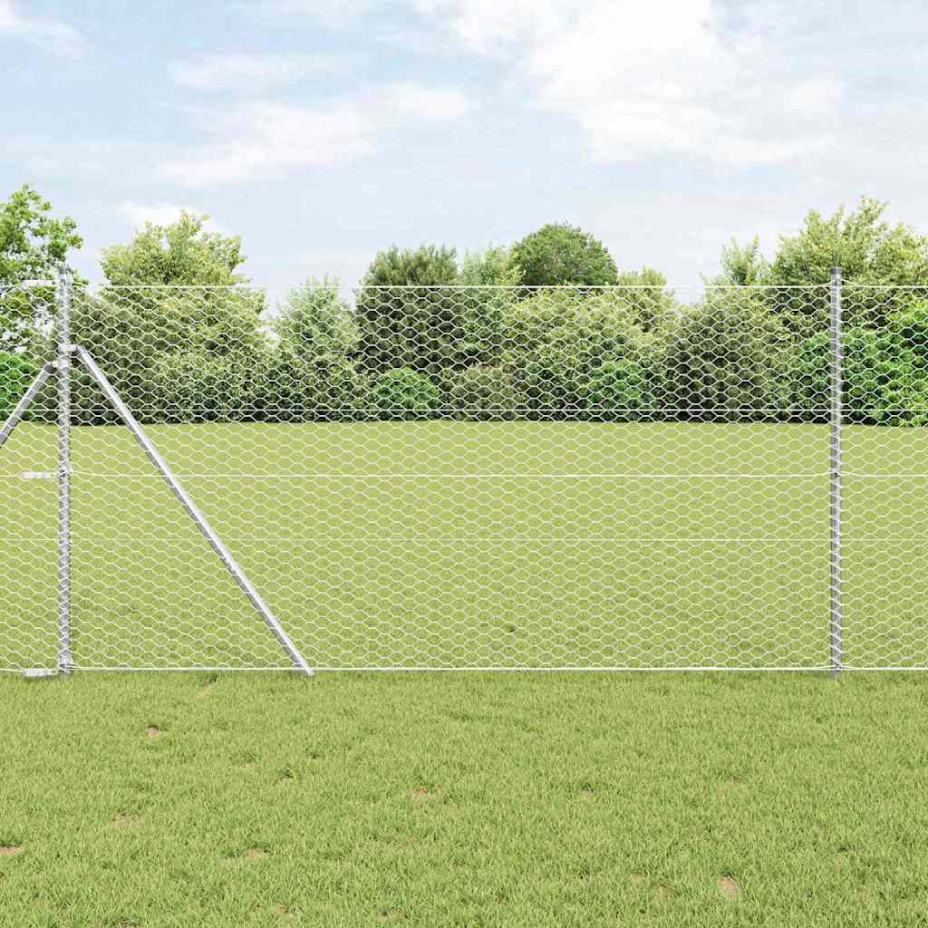 vidaXL Hexagonzaun Silber 1 x 10 m Verzinkter Stahl
