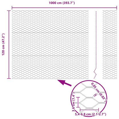 vidaXL Hexagonzaun Silber 1,2 x 10 m Verzinkter Stahl