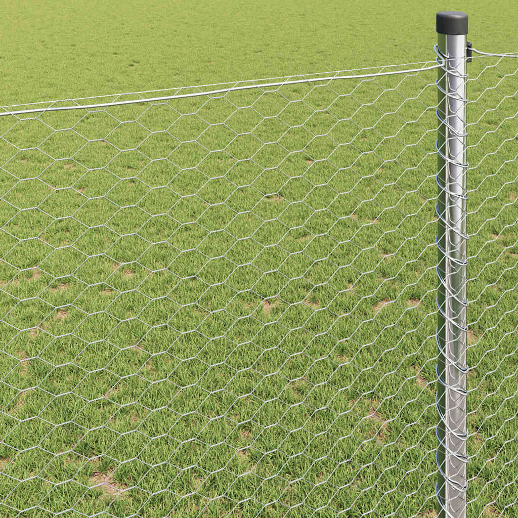 vidaXL Hexagonzaun Silber 1,4 x 10 m Verzinkter Stahl