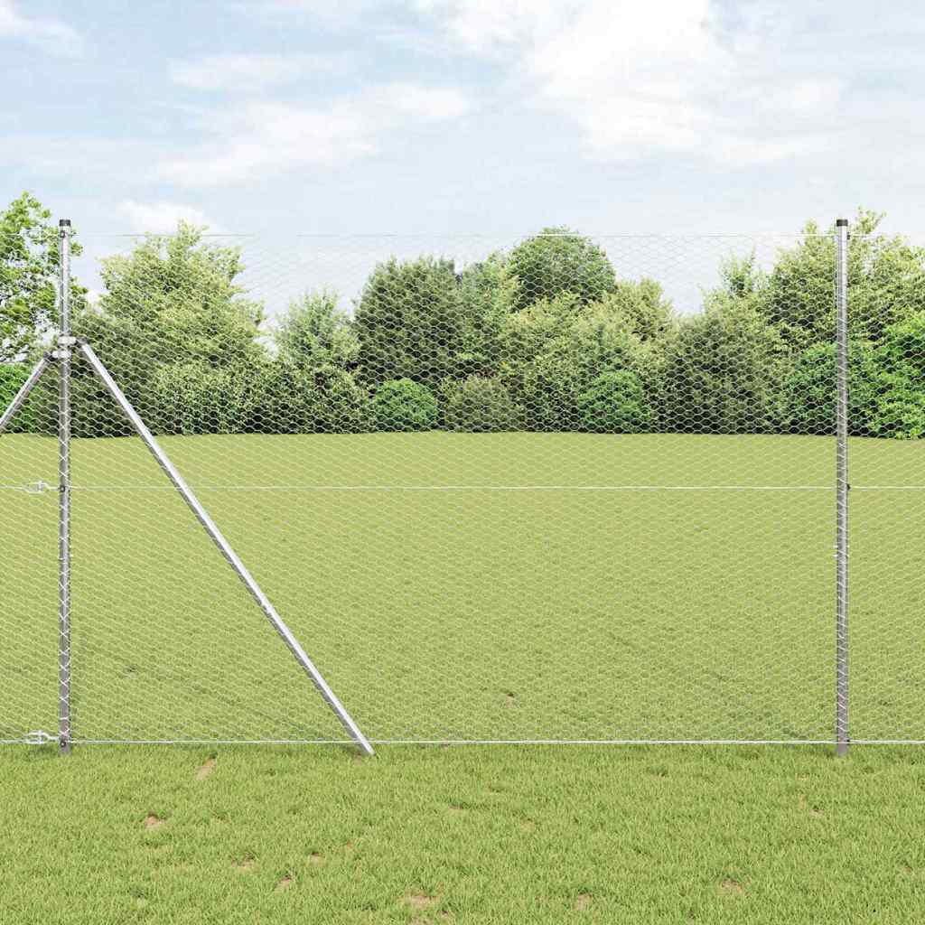 vidaXL Hexagonzaun Silber 1.6 x 25 m Verzinkter Stahl