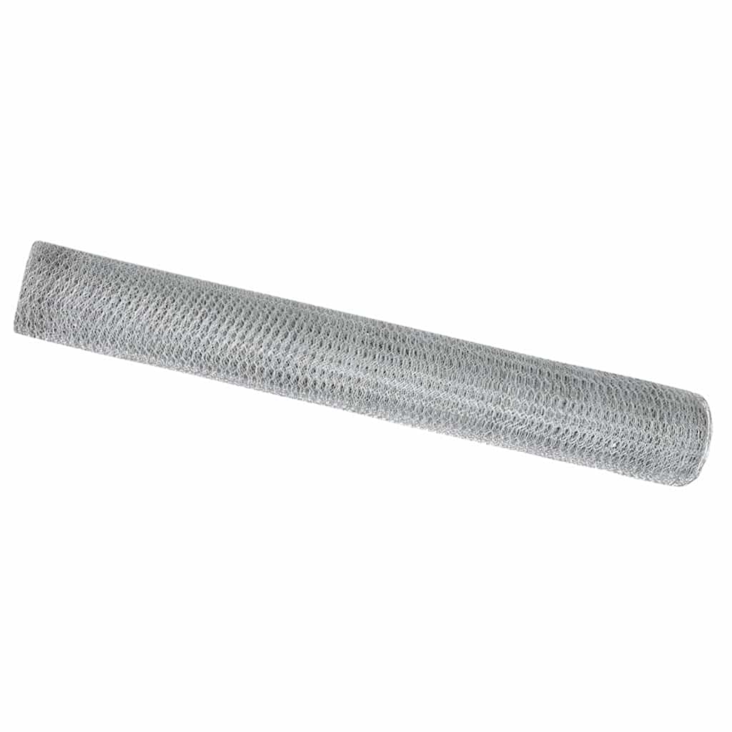 vidaXL Hexagonzaun Silber 1 x 50 m Verzinkter Stahl