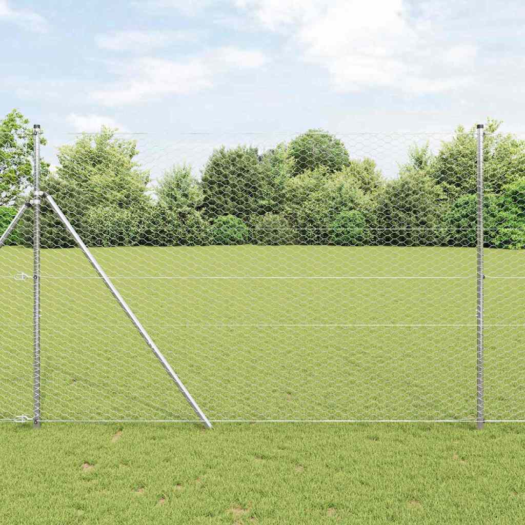 vidaXL Hexagonzaun Silber 1,6 x 50 m Verzinkter Stahl