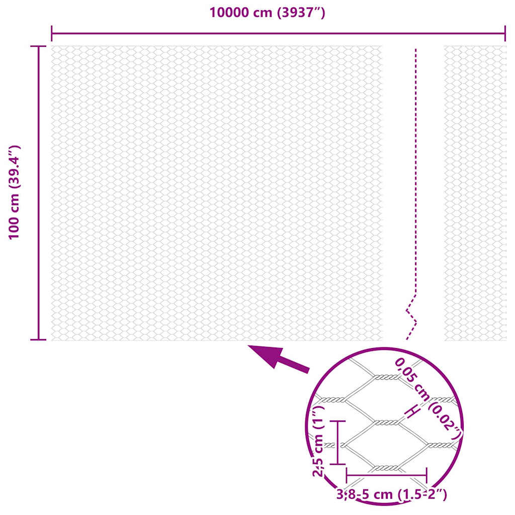Hexagonzaun Silber 1 x 100 m Verzinkter Stahl