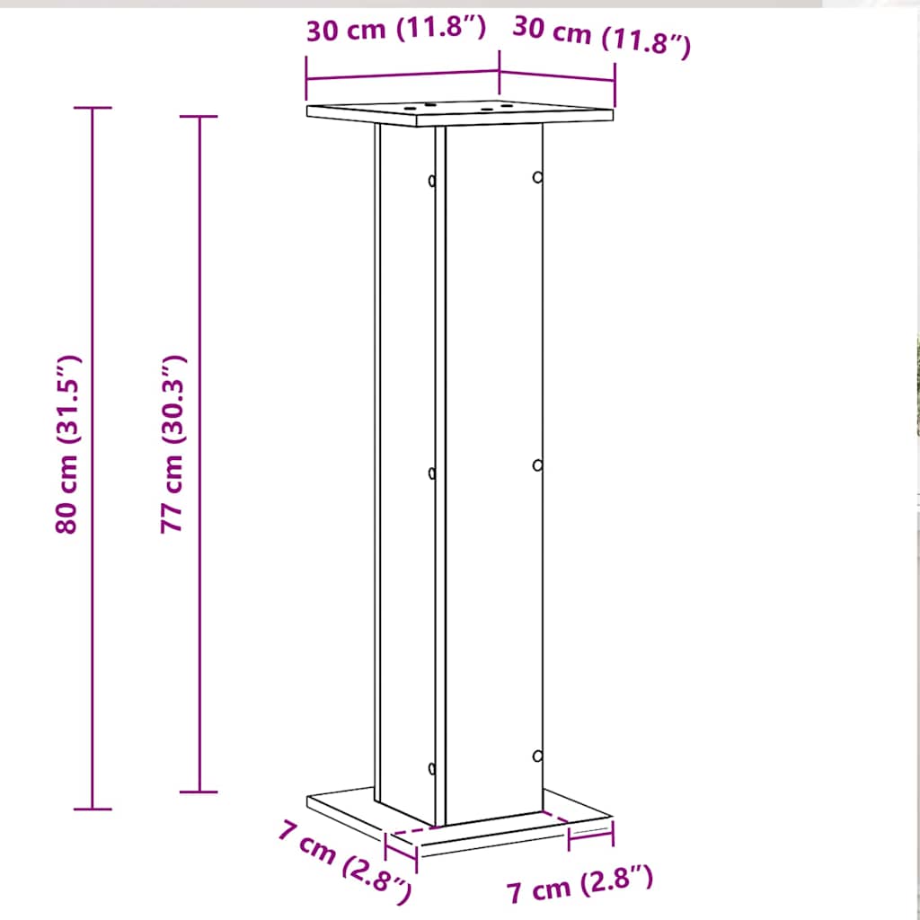 Pflanzenständer 2 pcs Schwarz Eichen-Optik 30 x 30 x 80 cm