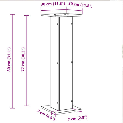 Pflanzenständer 2 pcs Schwarz Eichen-Optik 30 x 30 x 80 cm
