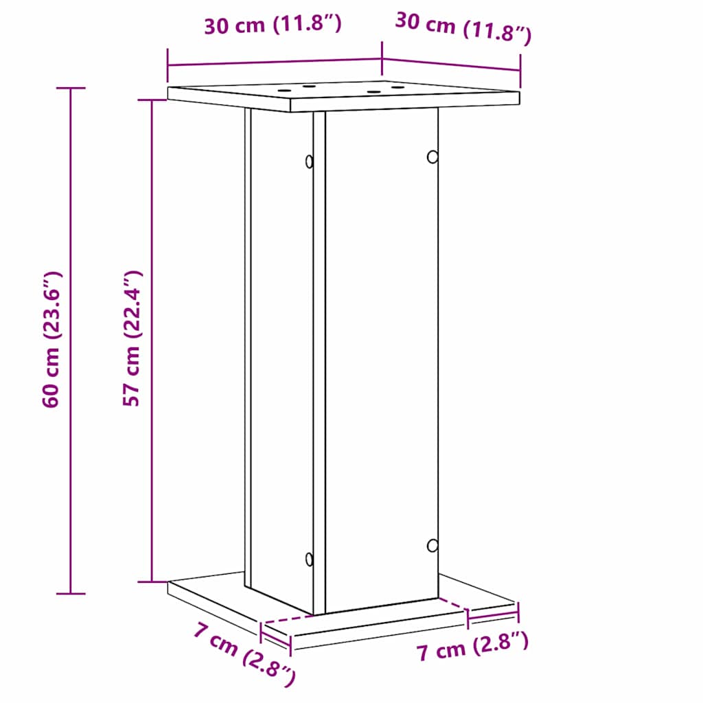 Pflanzenständer 2 pcs Schwarz Eichen-Optik 30 x 30 x 60 cm