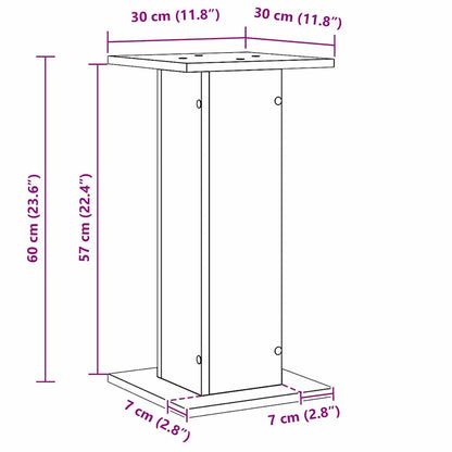 Pflanzenständer 2 pcs Schwarz Eichen-Optik 30 x 30 x 60 cm