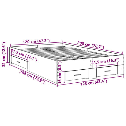Bettrahmen mit Schubladen Braun 120 x 200 cm Holzwerkstoff