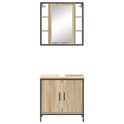 Badezimmermöbel-Set mit Regal mit Tür 2 pcs Braun Holzwerkstoff