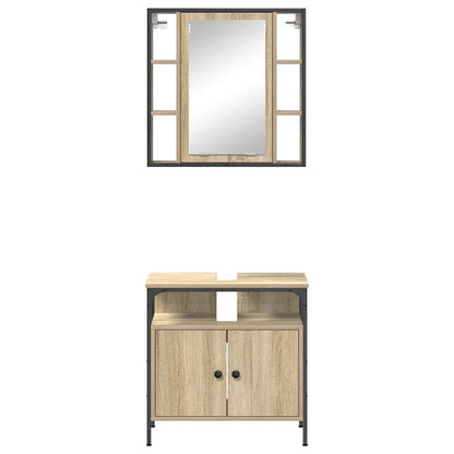 Badezimmermöbel-Set mit Regal mit Tür 2 pcs Braun Holzwerkstoff