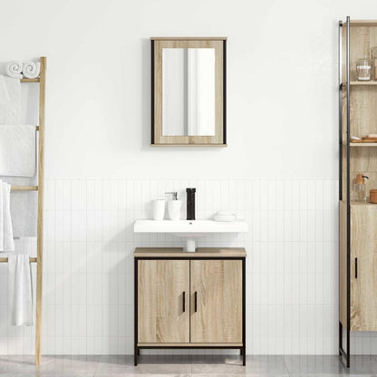 vidaXL Badezimmermöbel-Set mit Regal mit Tür 2 pcs Braun Holzwerkstoff