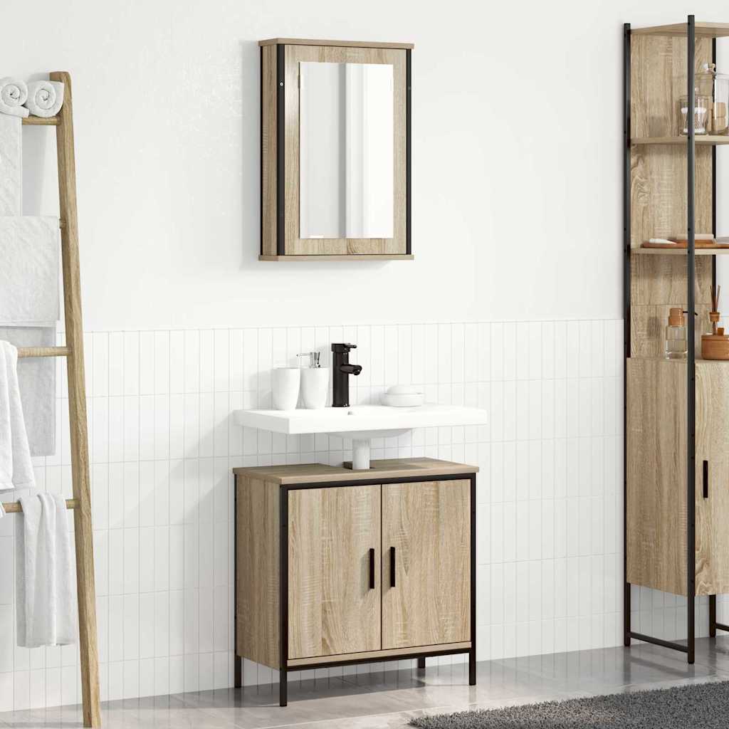 vidaXL Badezimmermöbel-Set mit Regal mit Tür 2 pcs Braun Holzwerkstoff