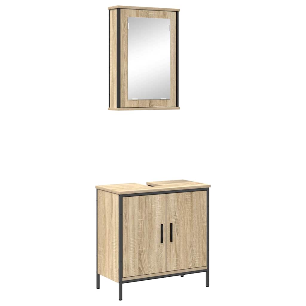 vidaXL Badezimmermöbel-Set mit Regal mit Tür 2 pcs Braun Holzwerkstoff