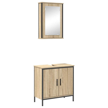 vidaXL Badezimmermöbel-Set mit Regal mit Tür 2 pcs Braun Holzwerkstoff