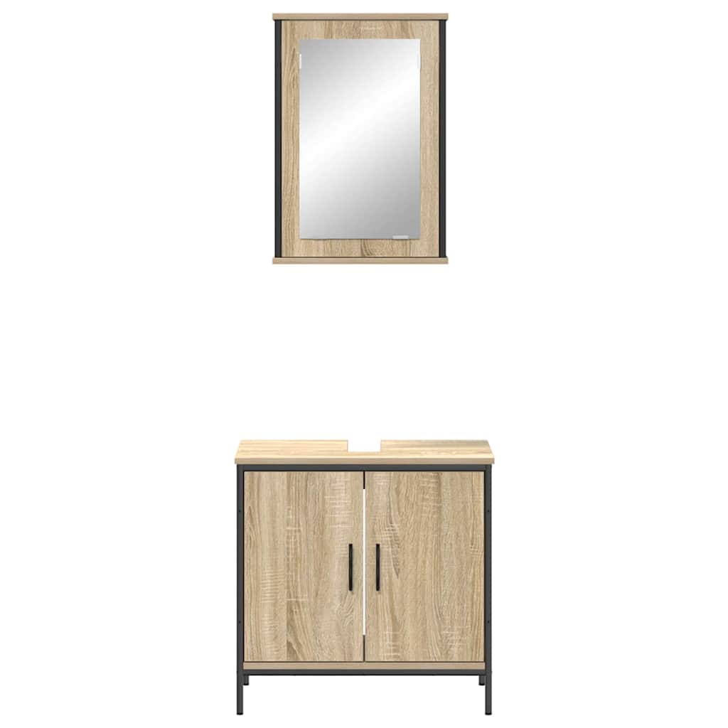 vidaXL Badezimmermöbel-Set mit Regal mit Tür 2 pcs Braun Holzwerkstoff