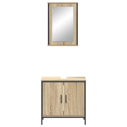 vidaXL Badezimmermöbel-Set mit Regal mit Tür 2 pcs Braun Holzwerkstoff